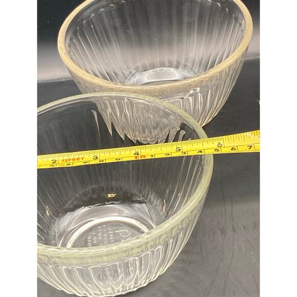 Pyrex Ribbed Three Cup Glass Clear Mixing Bowls (2) 7401-S MADE IN USA - Picture 9 of 9